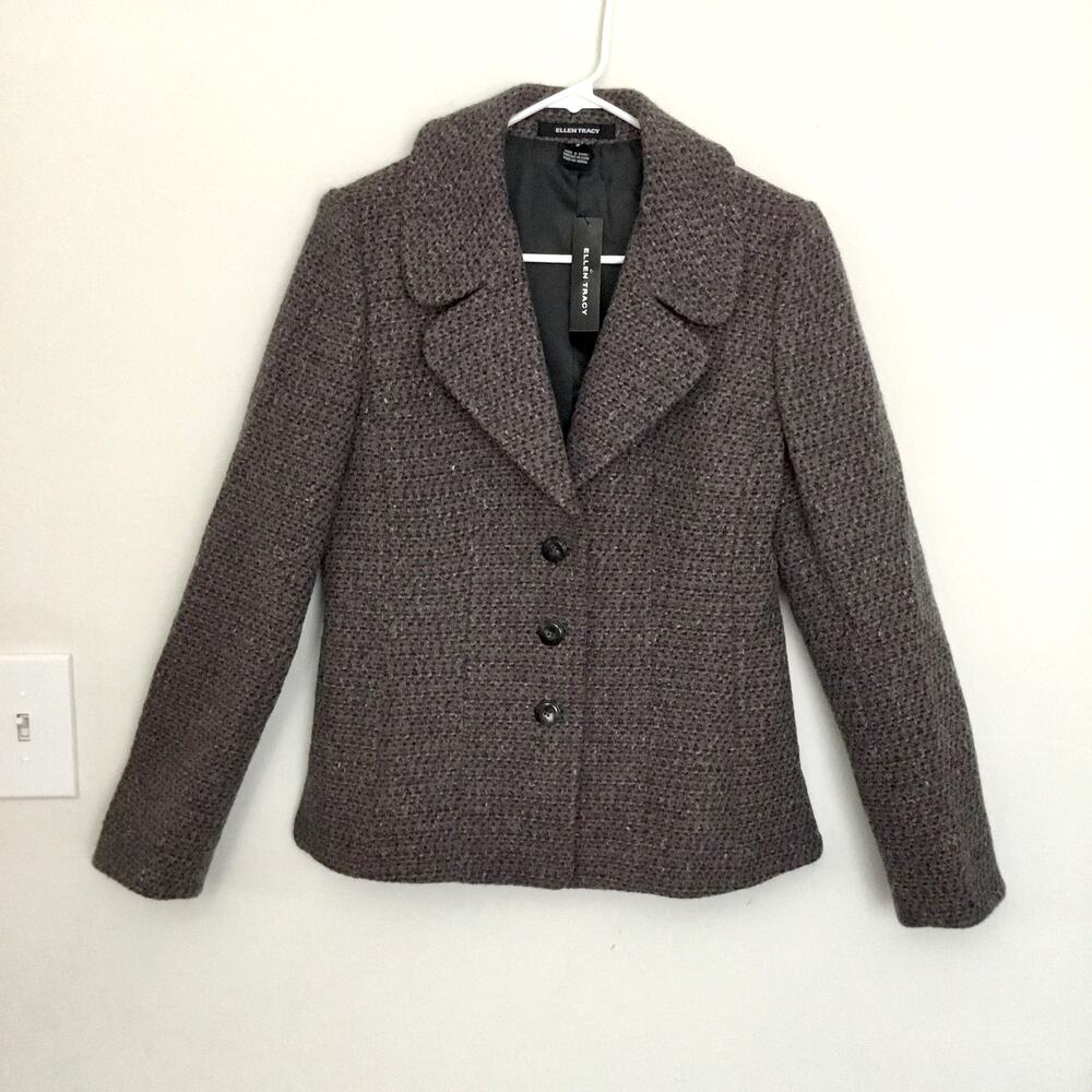 Ellen Tracy Women's Fashion Gray Wool Blazer Size 6 | Style TEMU9889 Calypso